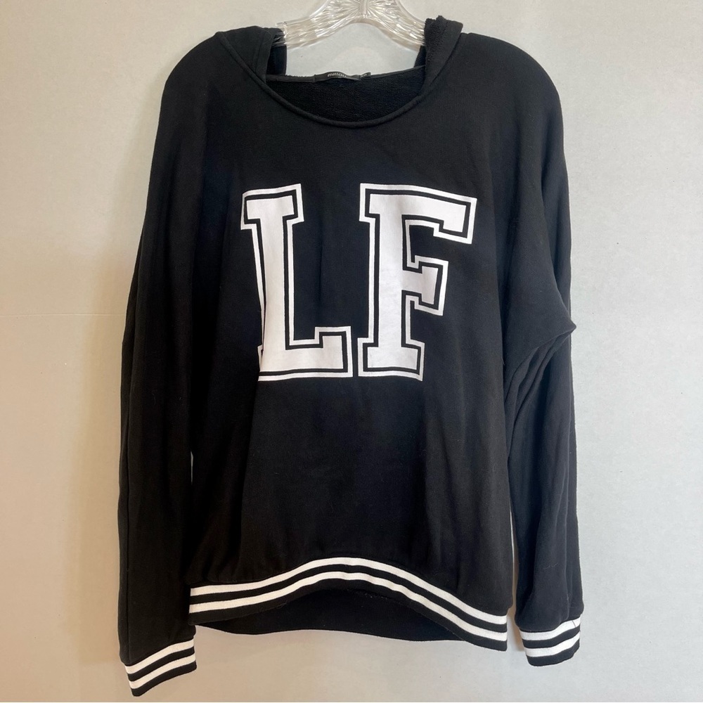 LF Hoodie hooded sweatshirt black and white with logo by Millau